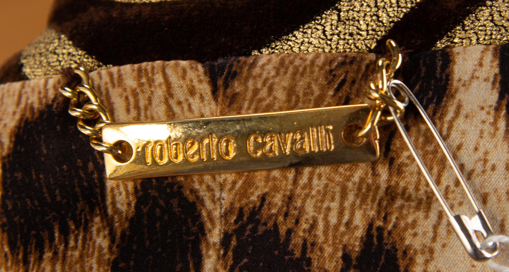 A Roberto Cavalli Brown Velvet and Gold Brocade Jacket, Size 38.