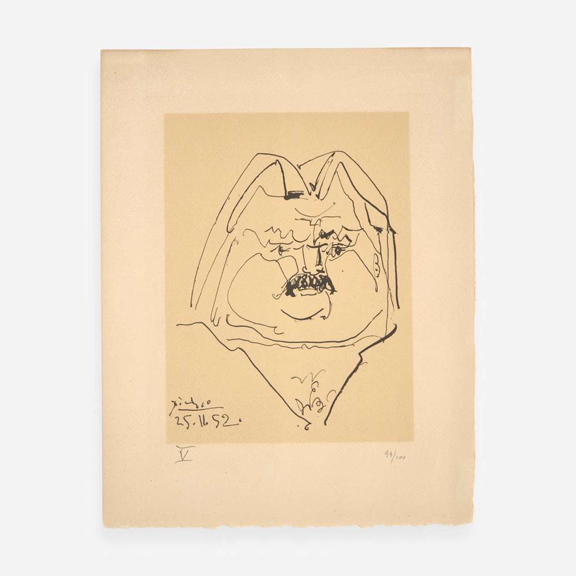 Pablo Picasso (Spanish, 1881-1973) Portrait of Balzac, plate 4 from Balzacs en Bas de Casse et Picassos sans Majuscule