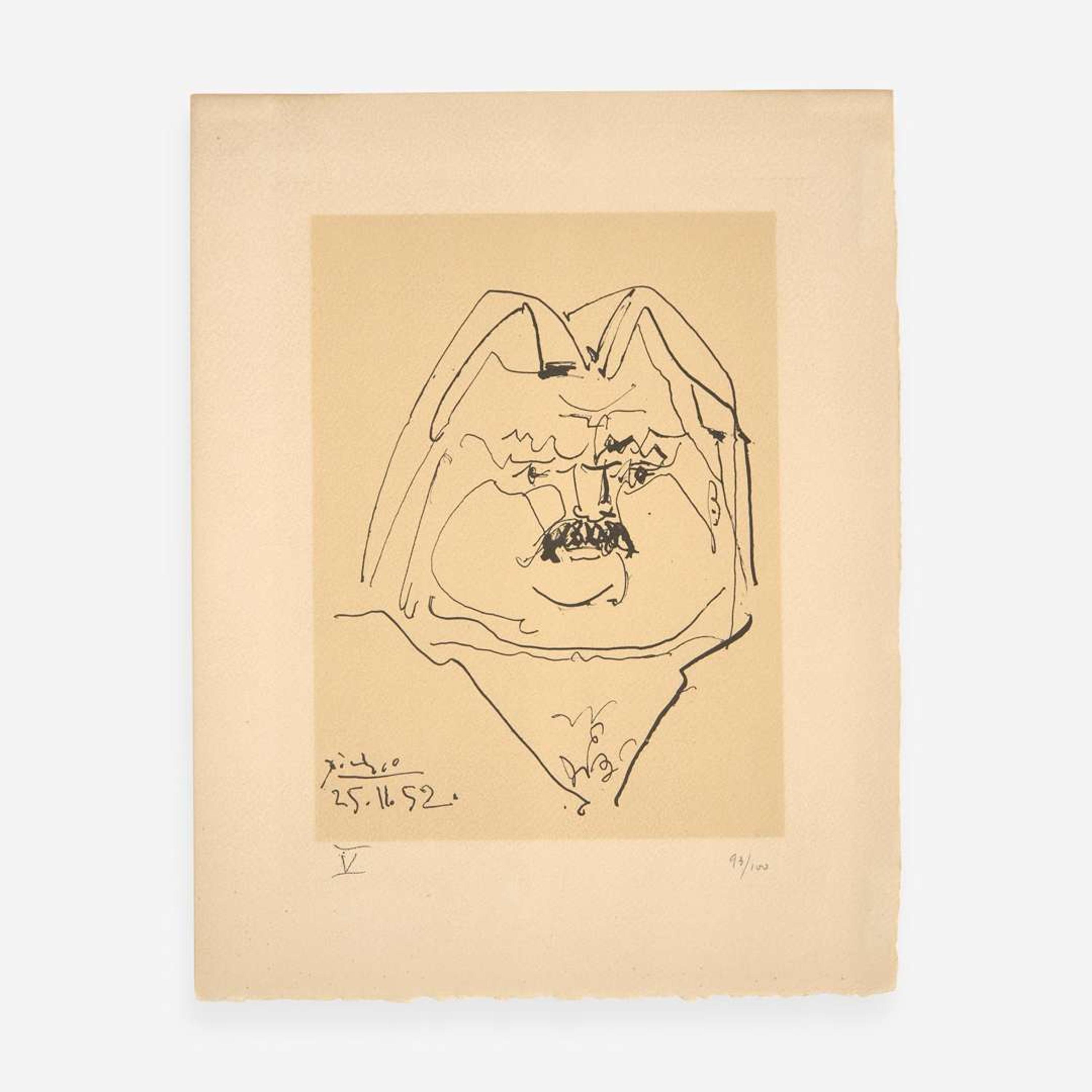 Pablo Picasso (Spanish, 1881-1973) Portrait of Balzac, plate 4 from Balzacs en Bas de Casse et Picassos sans Majuscule