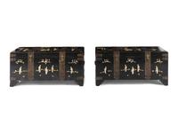 A Pair of Chinese Export Painted and Black Lacquer Chests