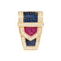 SAPPHIRE, RUBY AND DIAMOND PENDANT