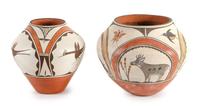Group of Two Zia Pots Height of tallest 7 1/2 inches