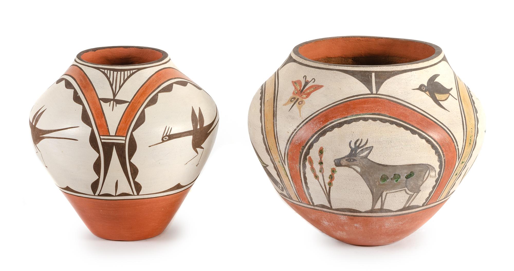 Group of Two Zia Pots Height of tallest 7 1/2 inches