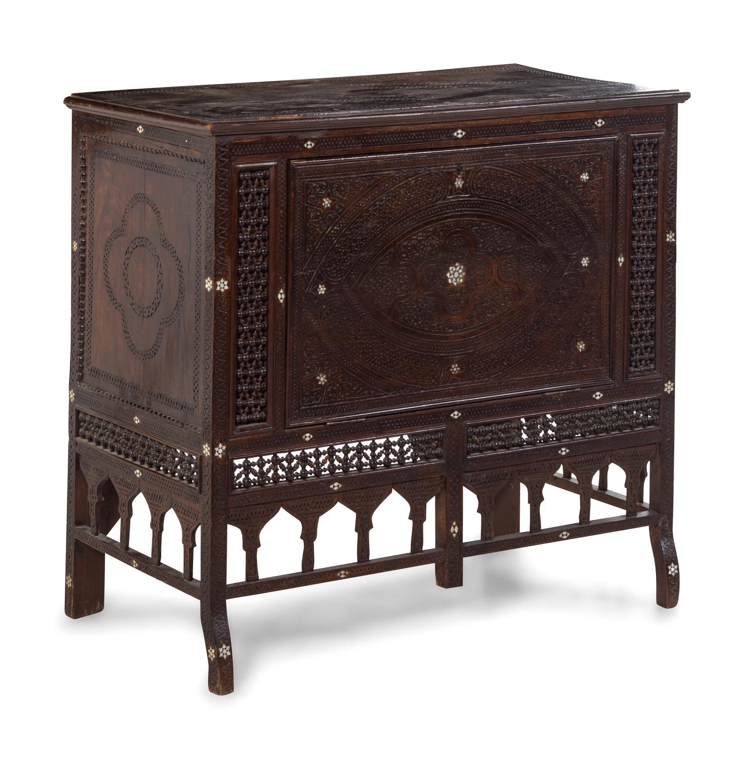 A Syrian or Egyptian Mother-of-Pearl Inlaid Cabinet
