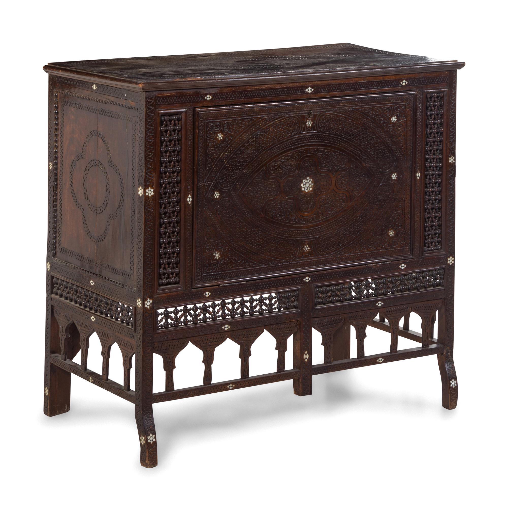 A Syrian or Egyptian Mother-of-Pearl Inlaid Cabinet