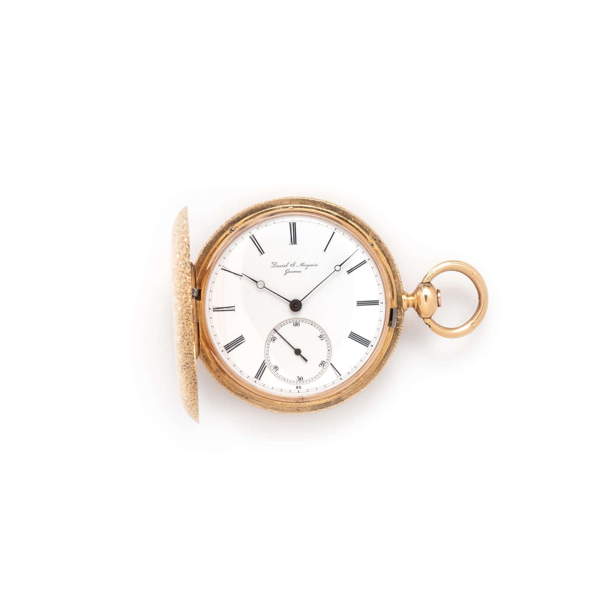 DAVID I. MAGNIN, 18K HUNTER CASE POCKET WATCH