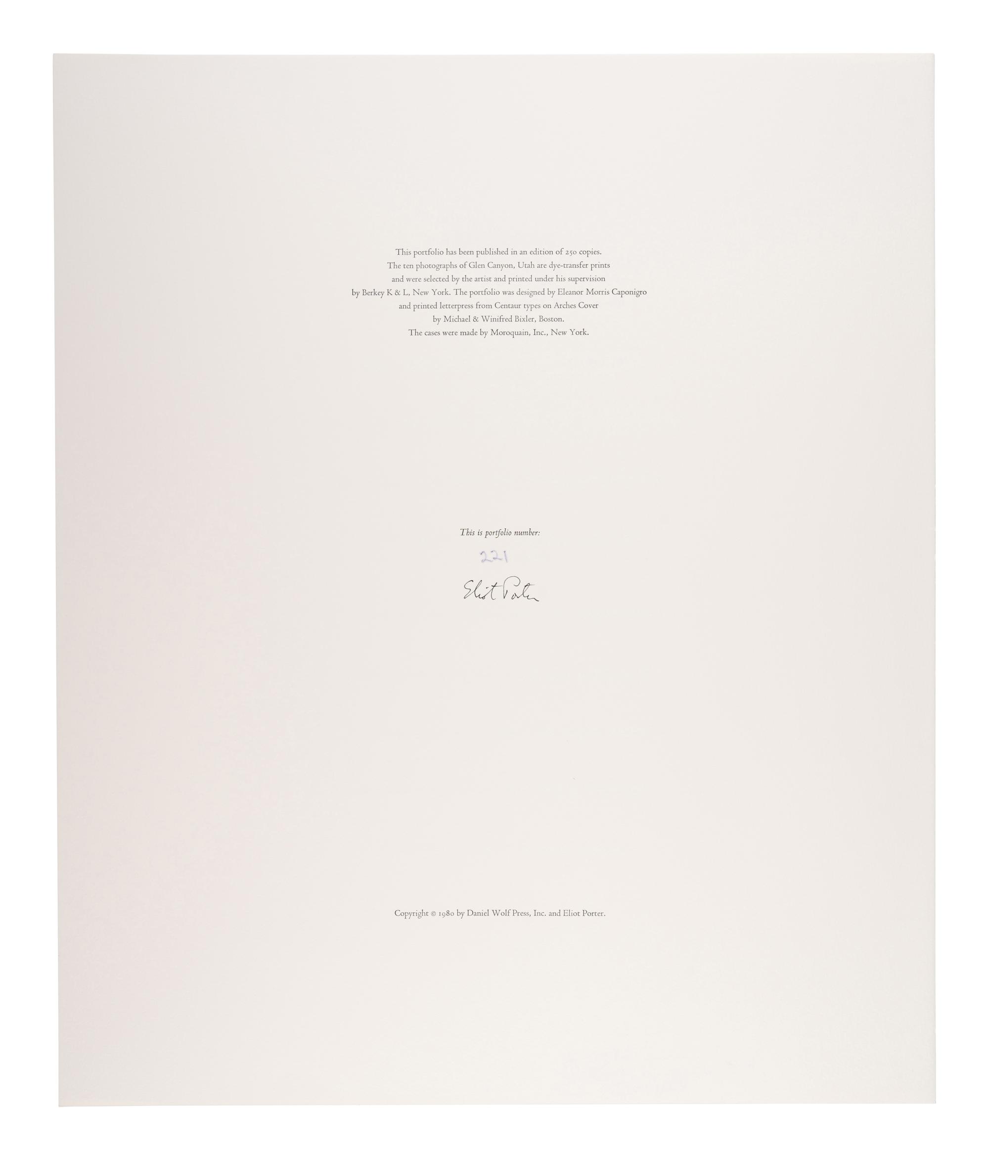 Glen Canyon (complete portfolio of ten photographs with original cloth case)