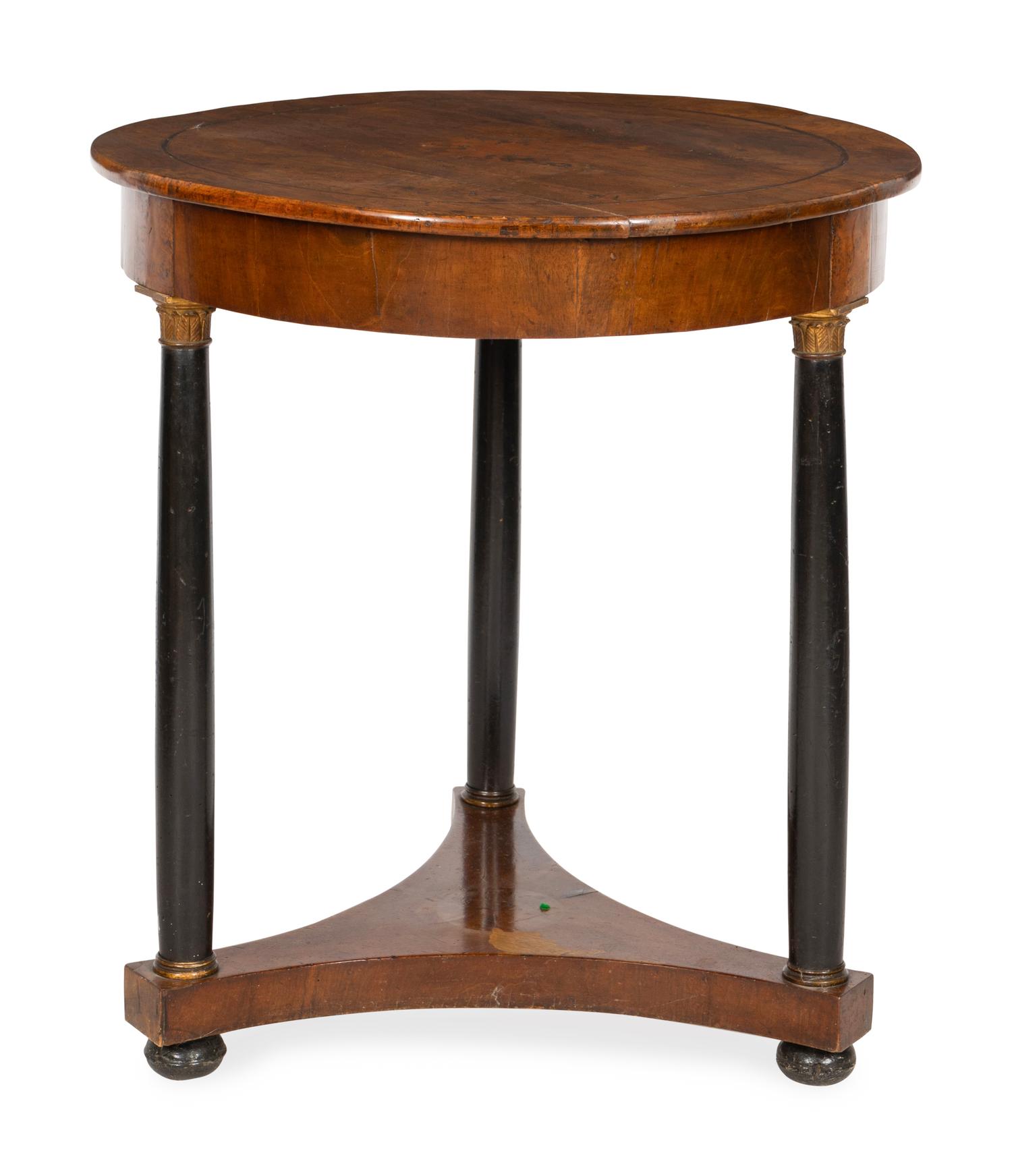 An Italian Parcel-Ebonized Inlaid Walnut Guéridon