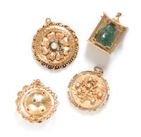 A Collection of Yellow Gold and Multi Gem Charm Pendants, 43.40 dwts.