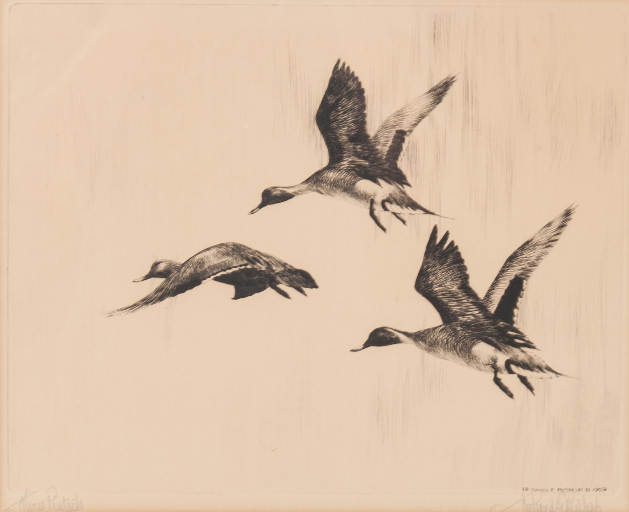 Richard Bishop, (American, 1887-1975), Three Pintails and In the Stooks (two works)