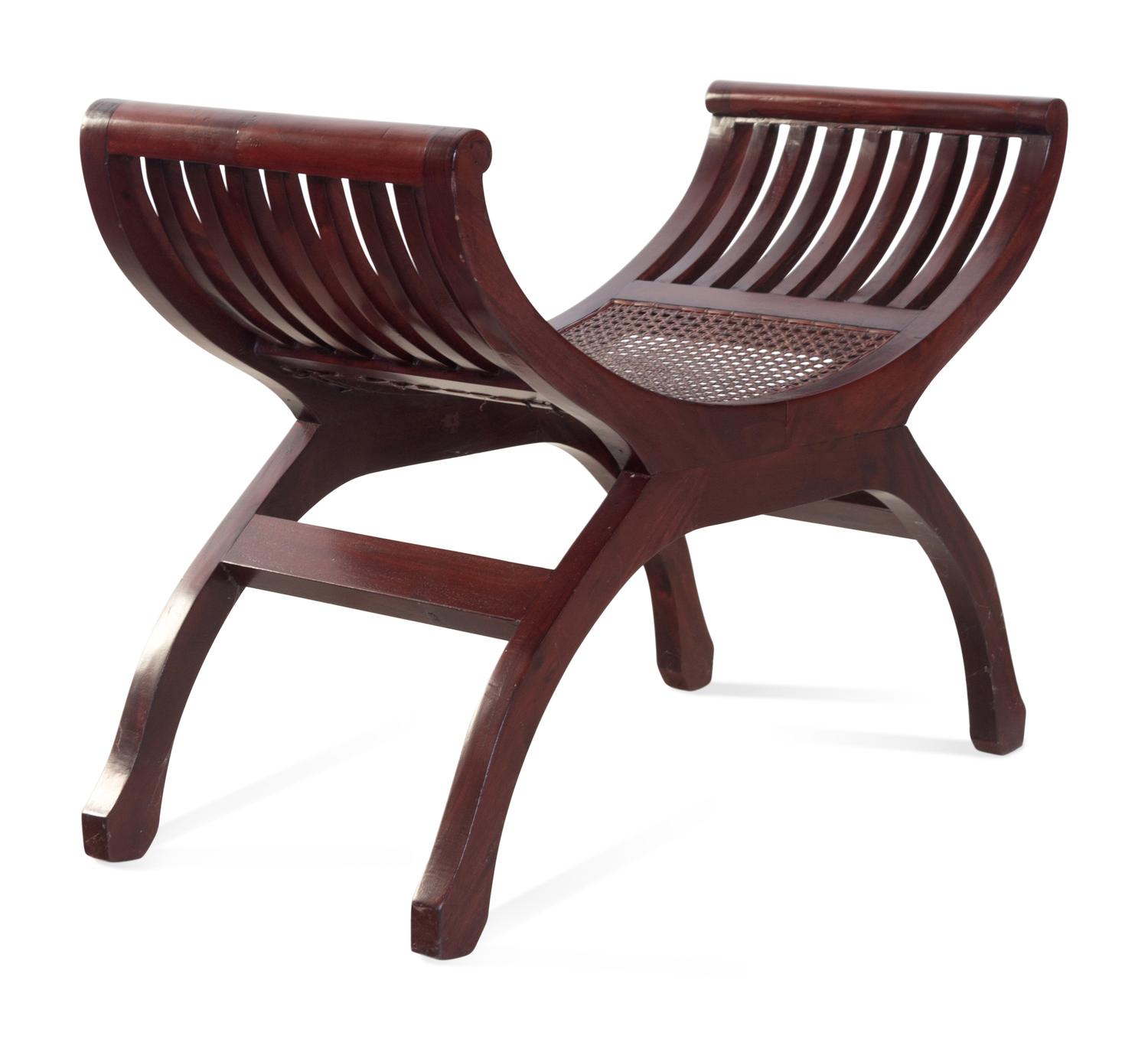 A Pair of Regency Style Cane Upholstered Mahogany Window Seats