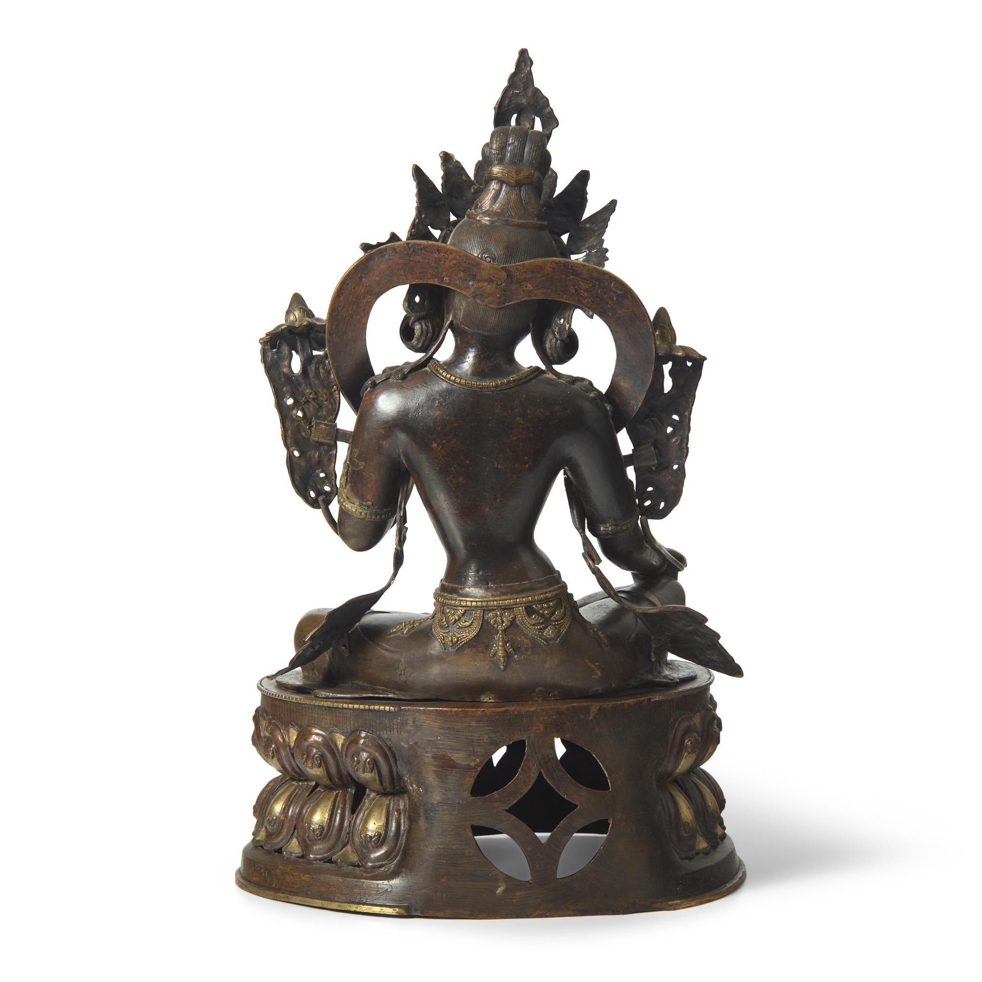 A Large Nepalese Style Patinated Bronze Figure of Tara, 20th Century