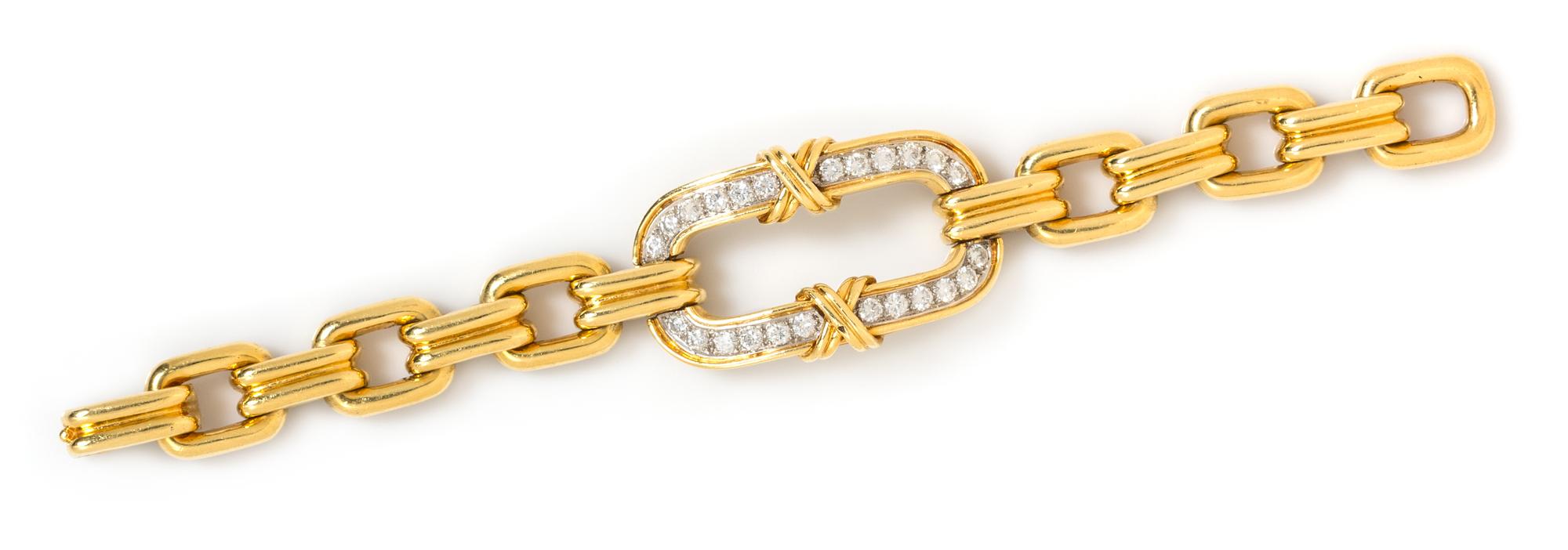 An 18 Karat Bicolor Gold and Diamond Bracelet, Montreaux, 51.10 dwts.