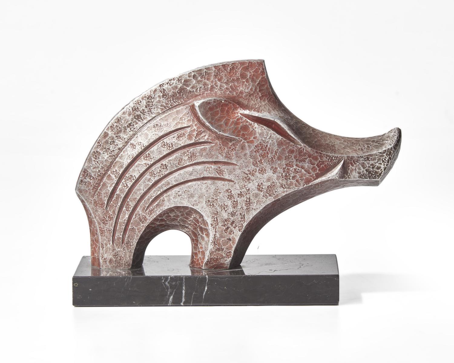 Kobayashi Shomin (Japanese, 1912-1994) - Marble Wild Boar Sculpture, 20th Century