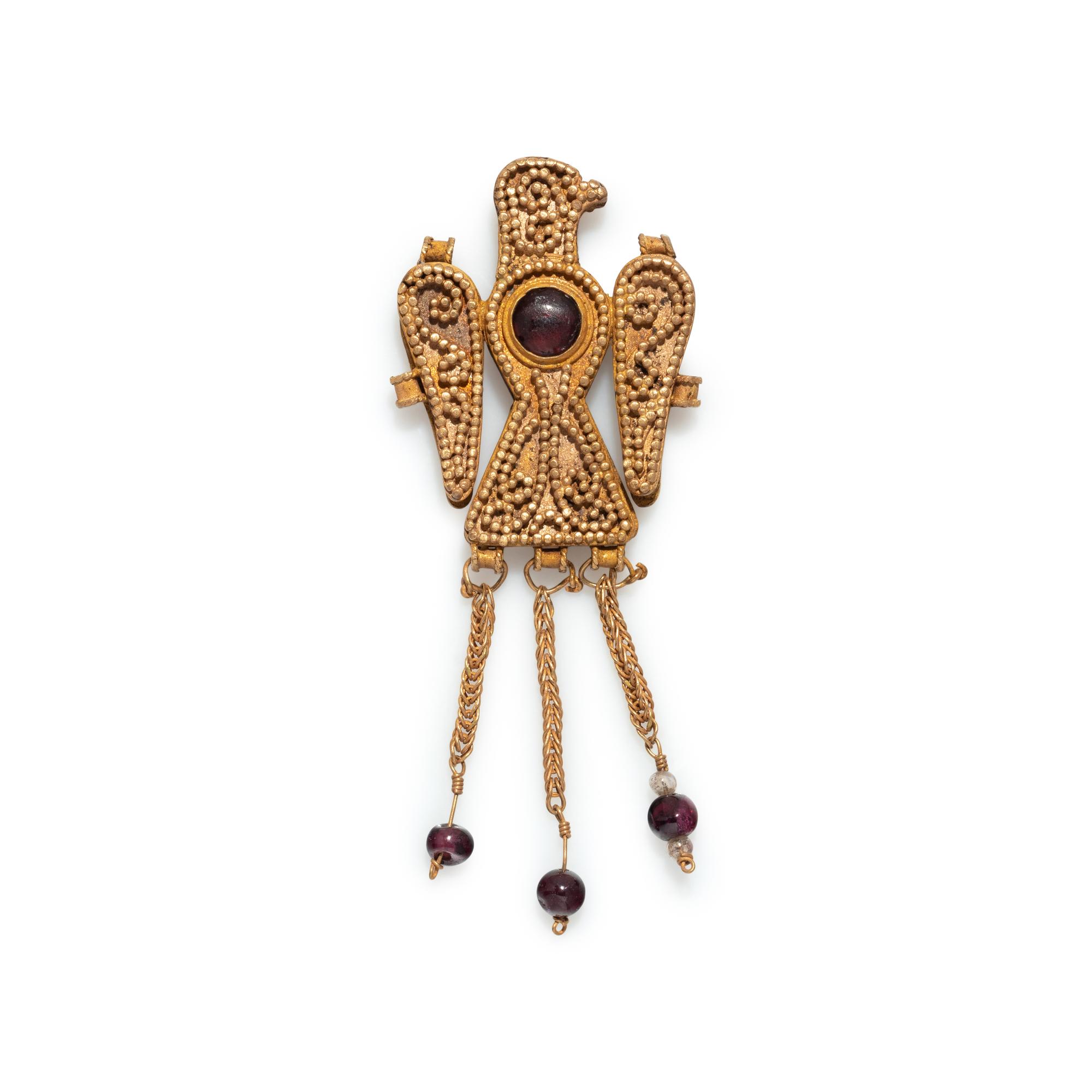 A Byzantine Gold and Garnet Bird Pendant
