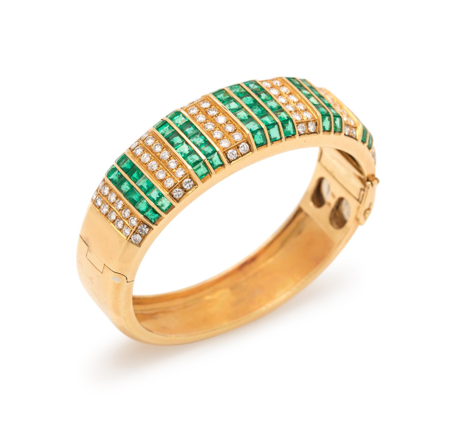 DIAMOND AND EMERALD BANGLE