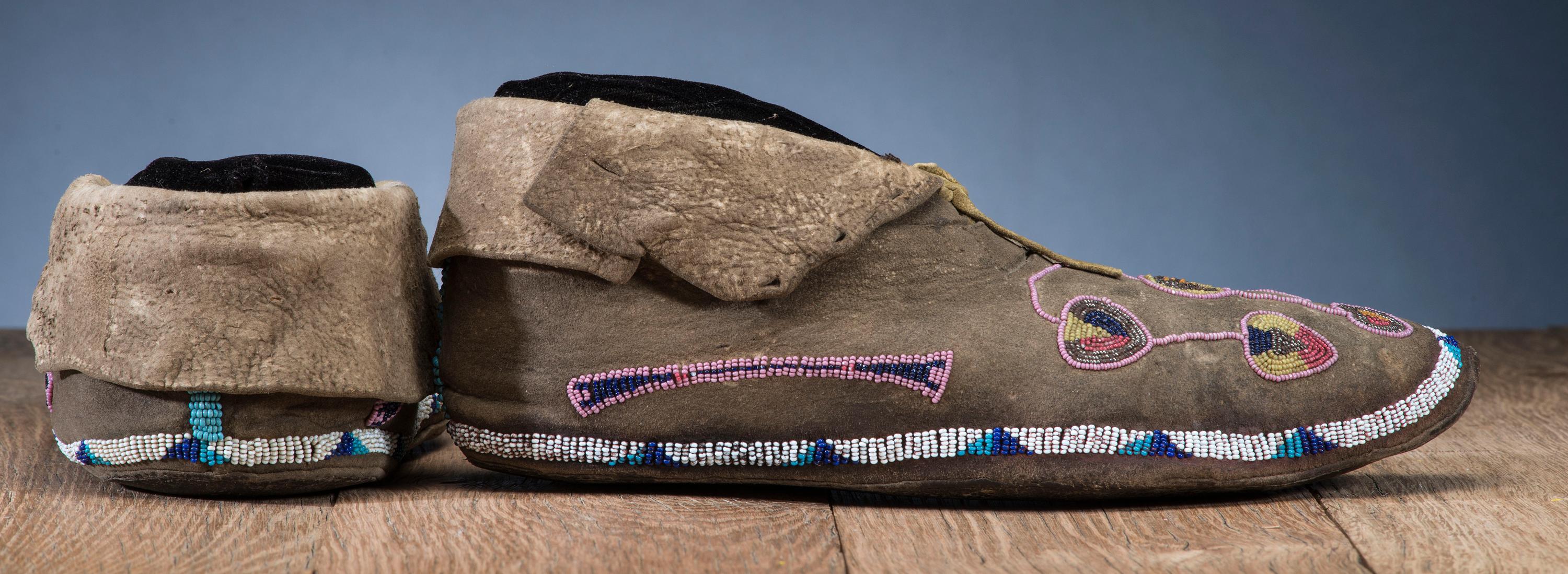 Kiowa Beaded Hide Moccasins