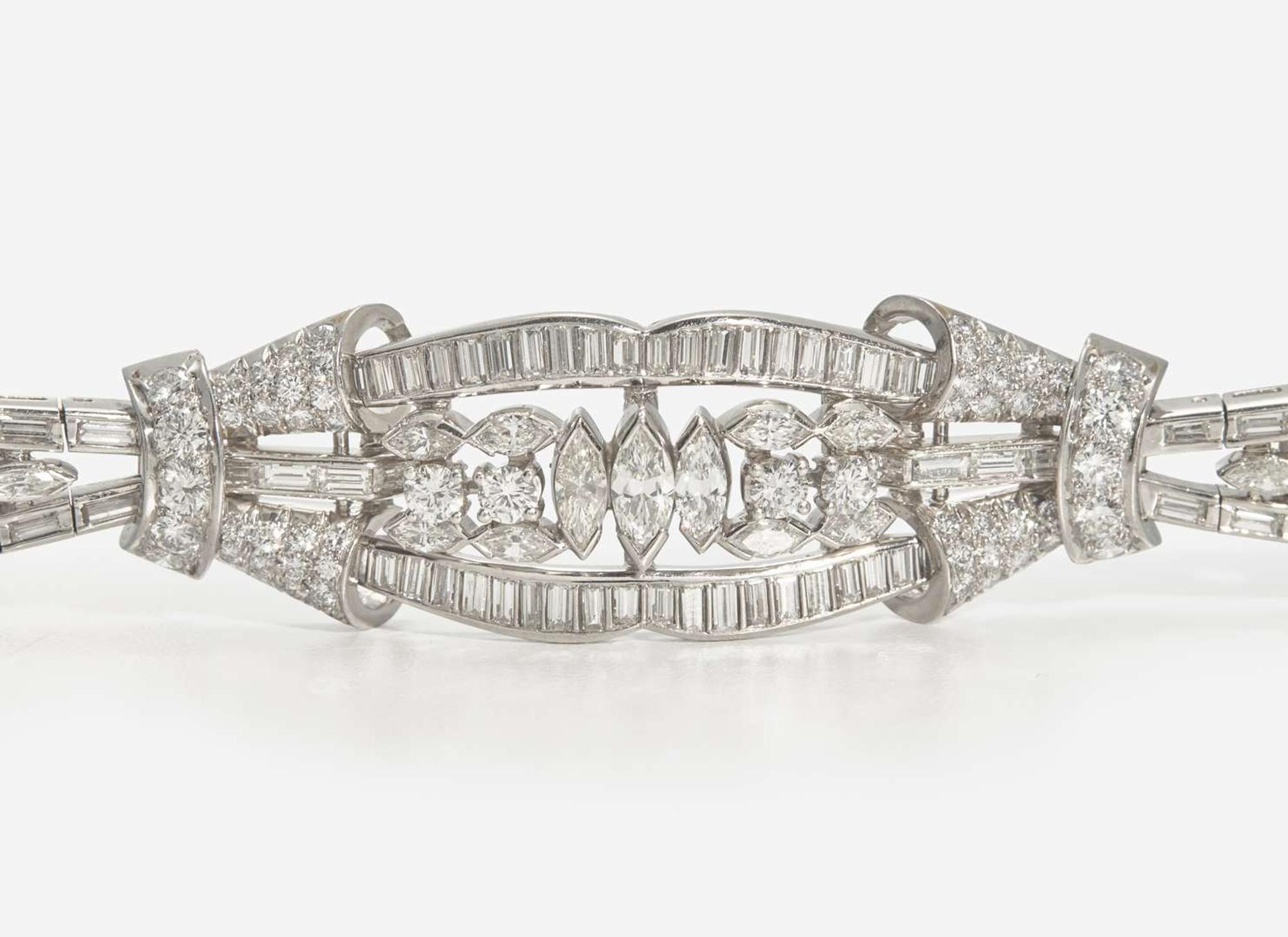 A 14K White Gold and Diamond Bracelet