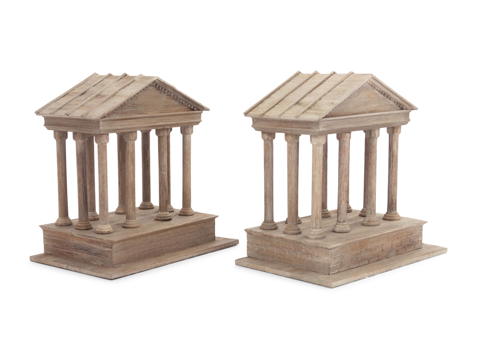 A Pair of Wood Architectural Model Bookends