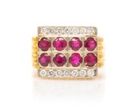 A Yellow Gold, Ruby and Diamond Ring, 8.00 dwts.