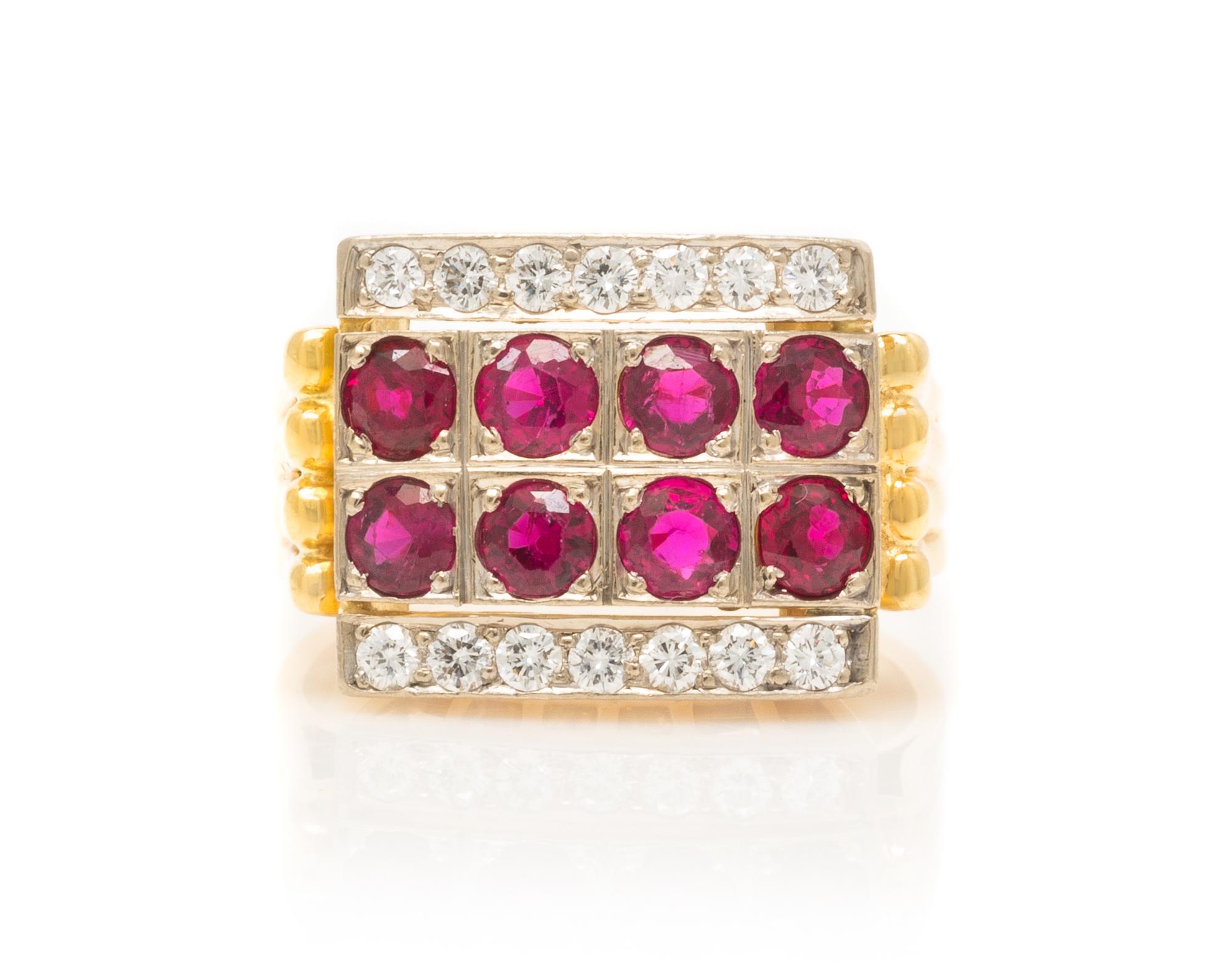 A Yellow Gold, Ruby and Diamond Ring, 8.00 dwts.