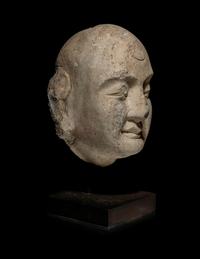A Chinese Marble Carved Head of a Luohan