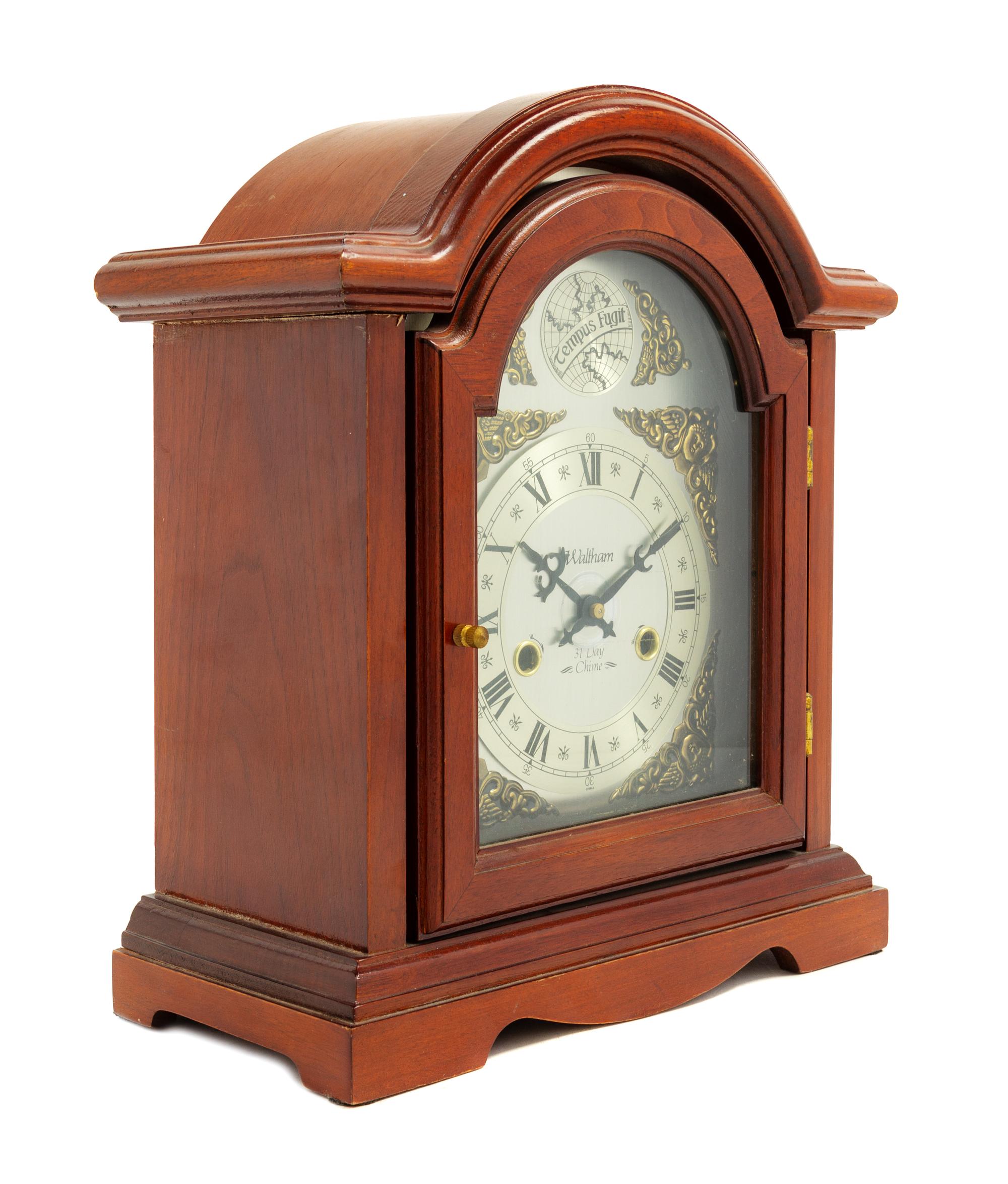 An American Walnut Mantel Clock