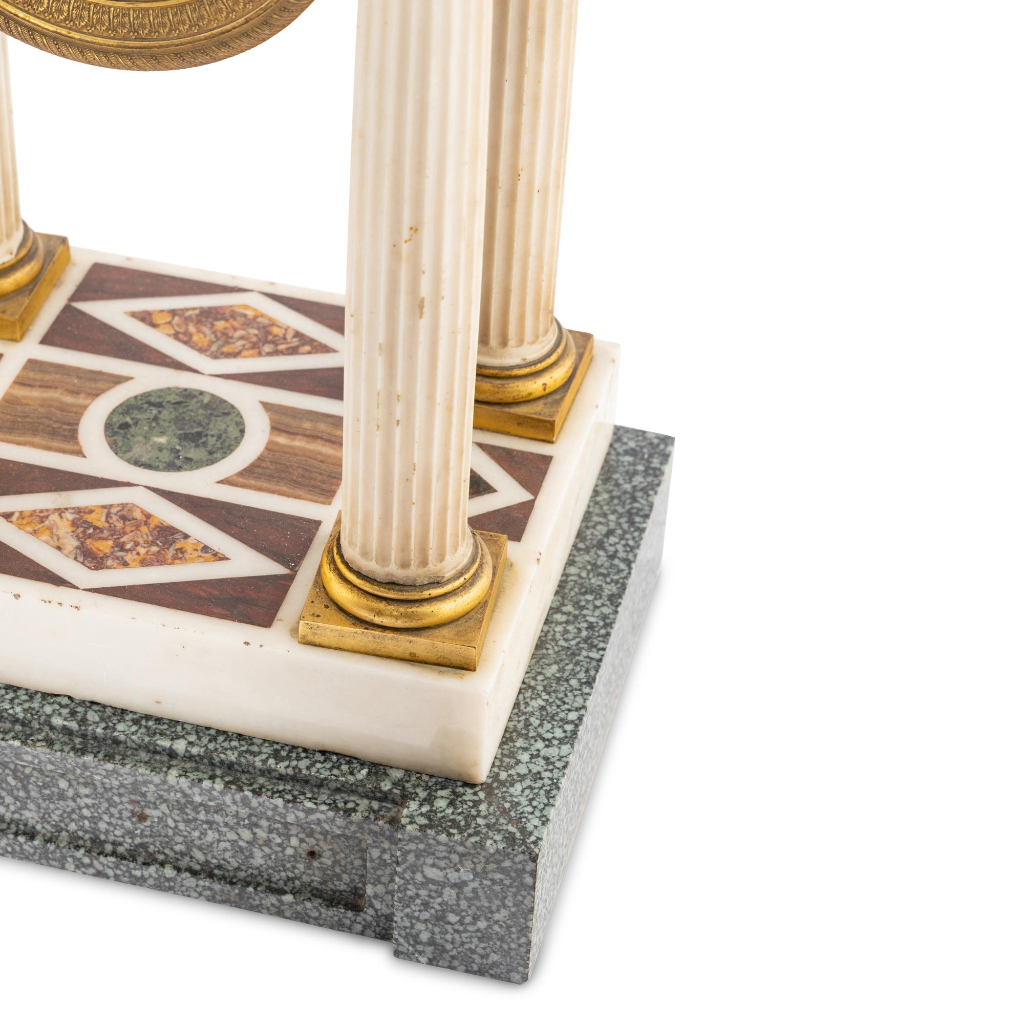 An Empire Style Specimen Marble Portico Clock
