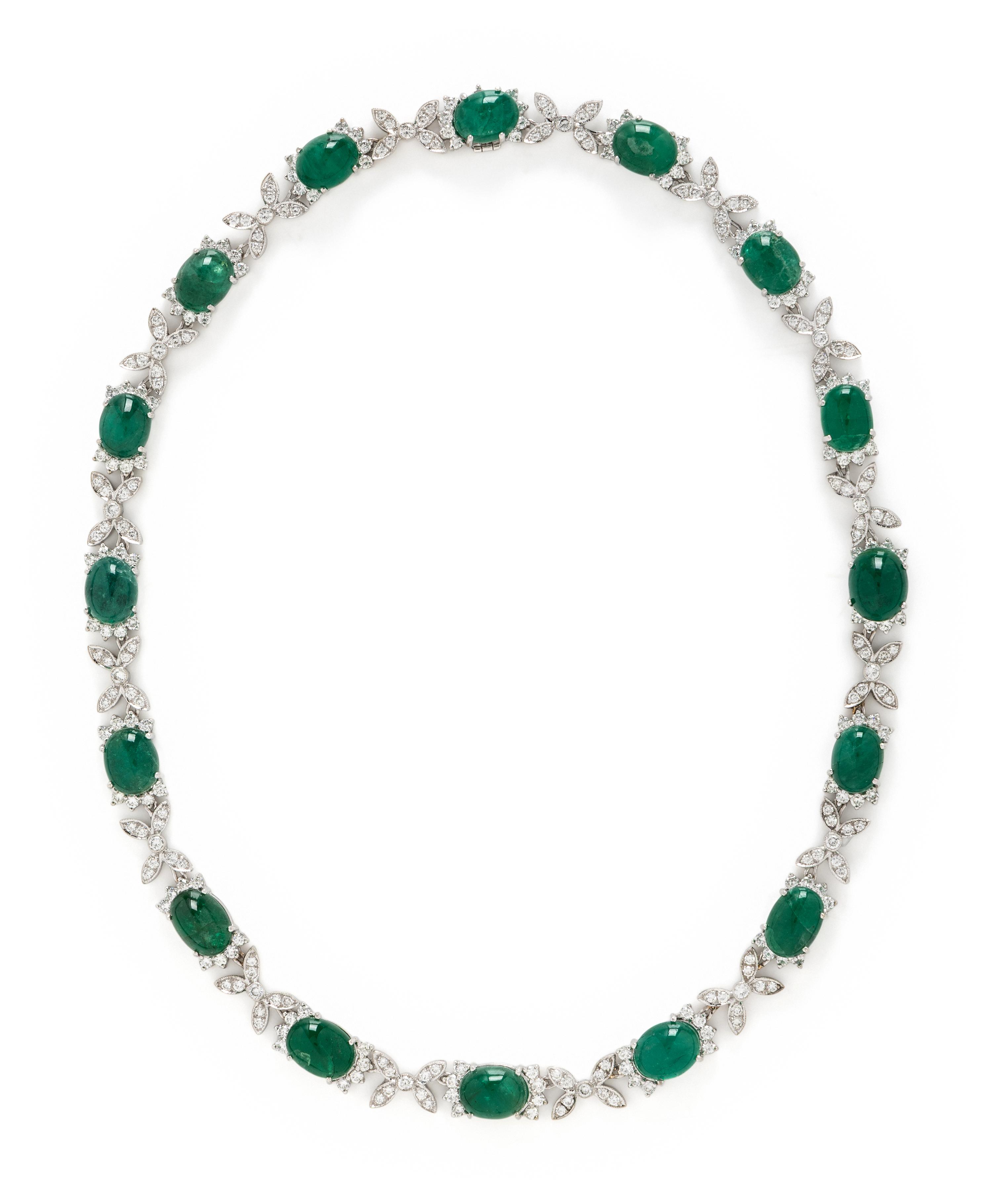 EMERALD AND DIAMOND NECKLACE
