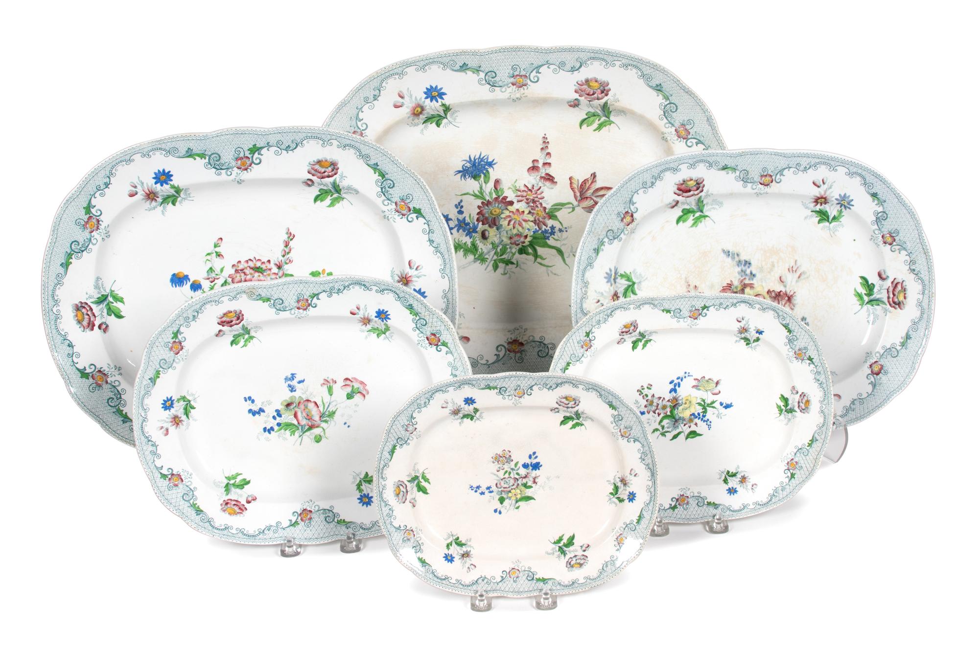 A Set of Ten RD Ironstone Trays Diameter of largest 19 inches. — 19TH CENTURY