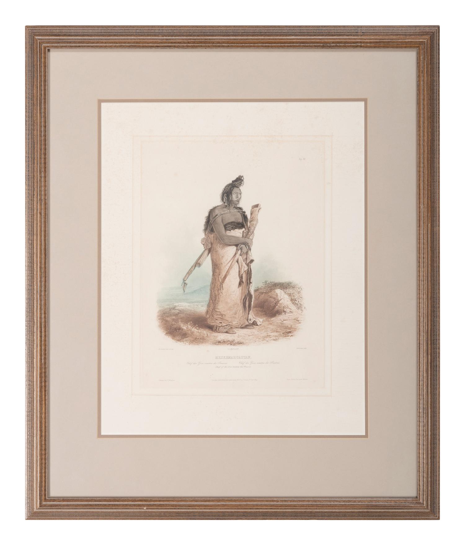 BODMER, Karl (1809-1893). ACKERMANN & Co., publisher. Mexkemahuastan...Chief of the Gros-ventres des Prairies.
