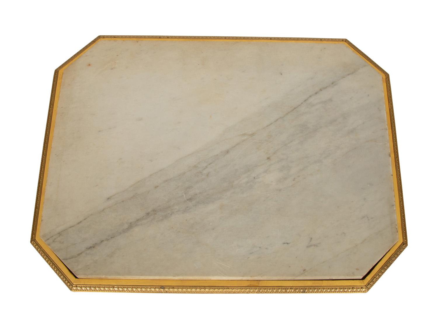 A Louis XVI Style Giltwood Marble Top Side Table