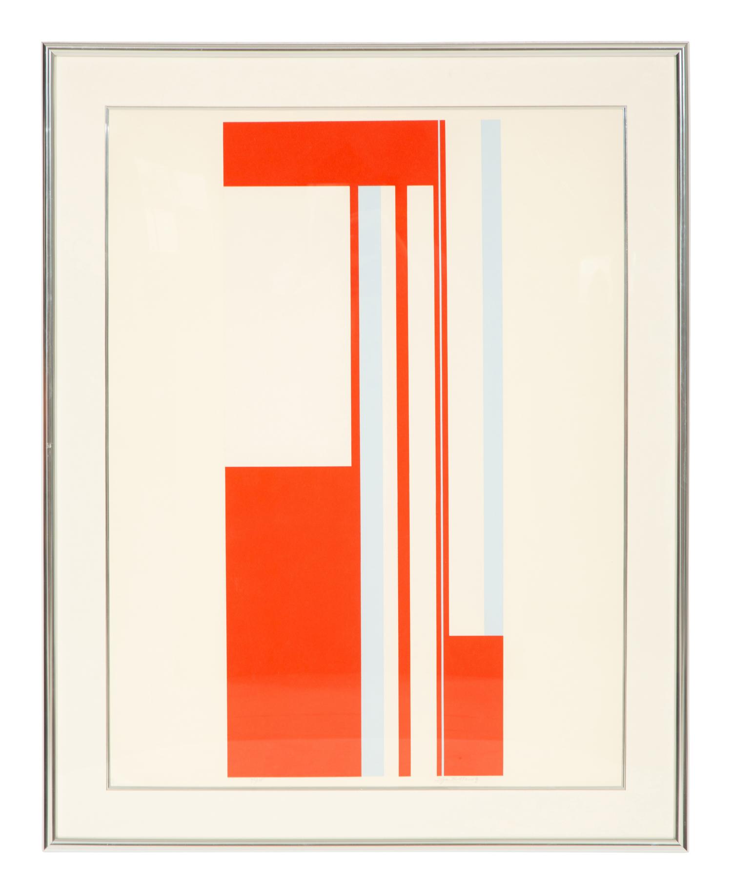 Oval Composition in Reds and Blues, Vertical Blue Ellipse and Series I, c irca 1970 (three works)