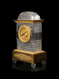 A Charles X Gilt Bronze and Cut Glass Mantel Clock
