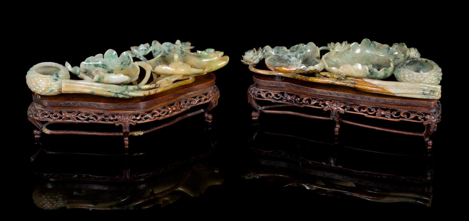 A Pair of Jadeite Brushwashers Length 11 1/2 inches.