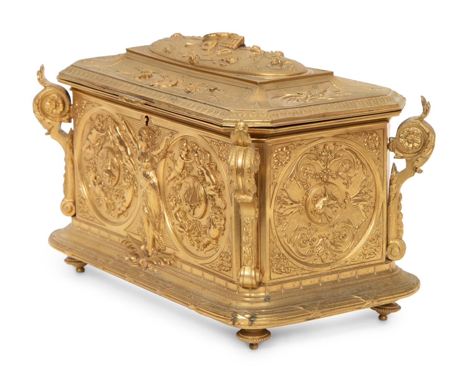 A French Gilt Bronze Jewelry Casket