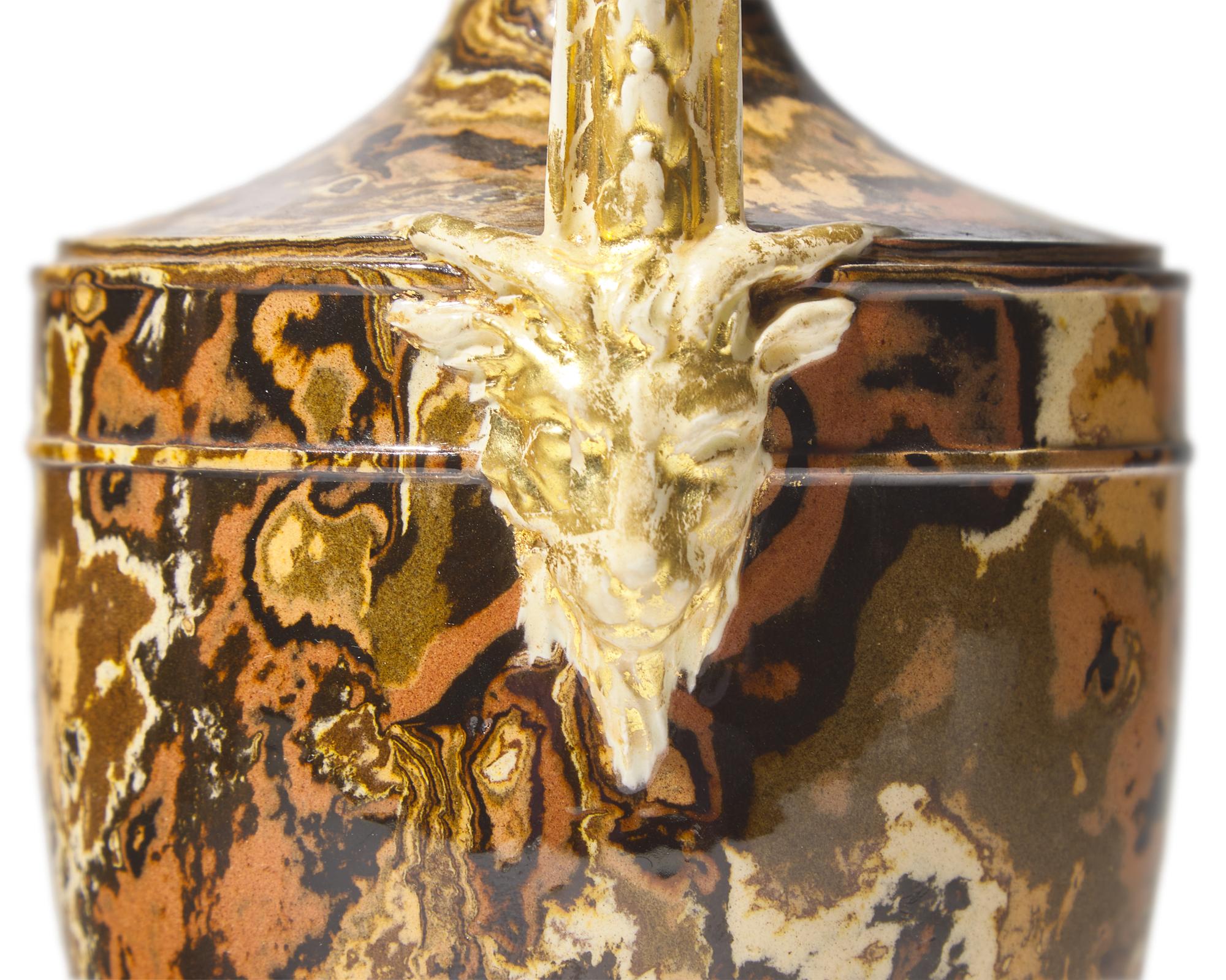 A Wedgwood Parcel-Gilt Agateware Urn