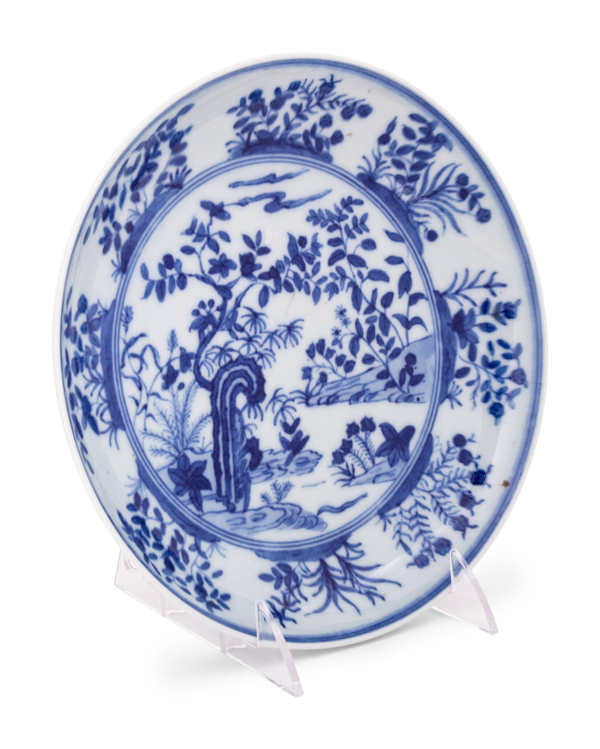 Four Chinese Blue and White Porcelain Plates