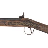 Native American Tacked & Decorated Percussion Trade Gun by Hollis & Sons