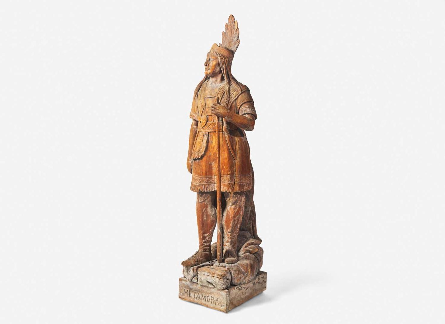 A carved tobacconist figure of the actor Edwin Forrest (1806-1872) in his role as Metamora from "King of the Wampanoags," circa 1860