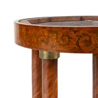 A Louis XVI Gilt Bronze Mounted Marquetry and Tulipwood Gueridon