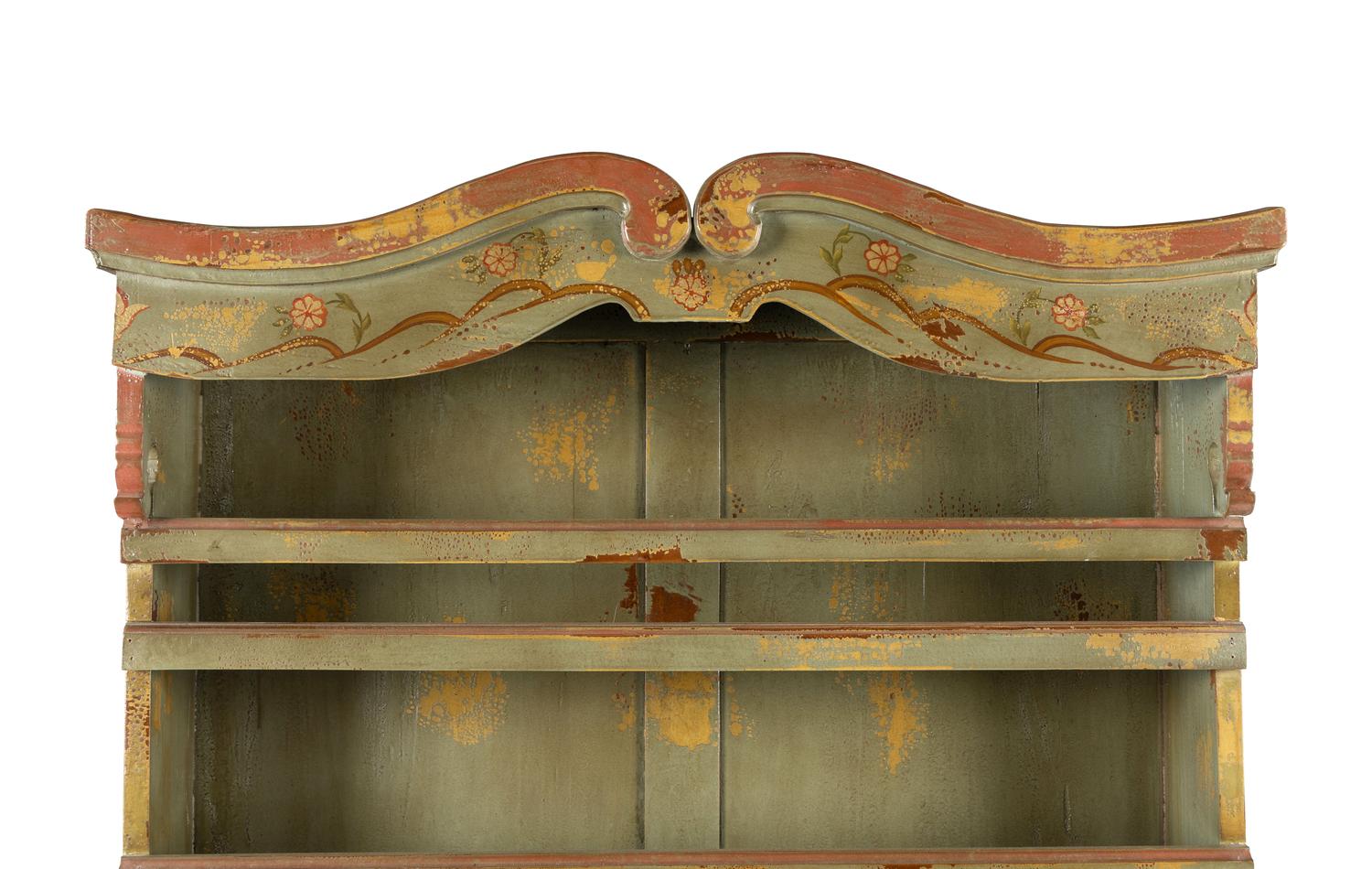 A Scandinavian Painted Step-Back Cupboard
