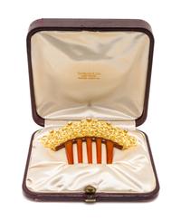 A Victorian 18 Karat Yellow Gold, Diamond and Tortoise Shell Hair Comb, Tiffany & Co., Circa 1890, 15.40 dwts.