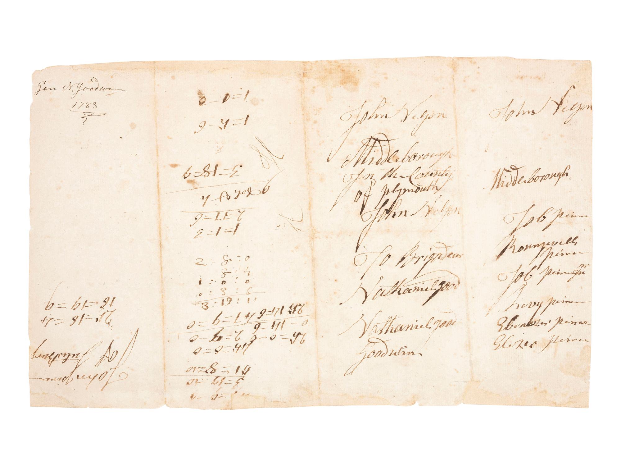 [REVOLUTIONARY WAR]. GOODWIN, General Nathaniel (1748-1819). Autograph brigade orders signed ("Nathl Goodwin B Gl"), as Brigadier General of Massachusetts Militia, 21 March 1783.