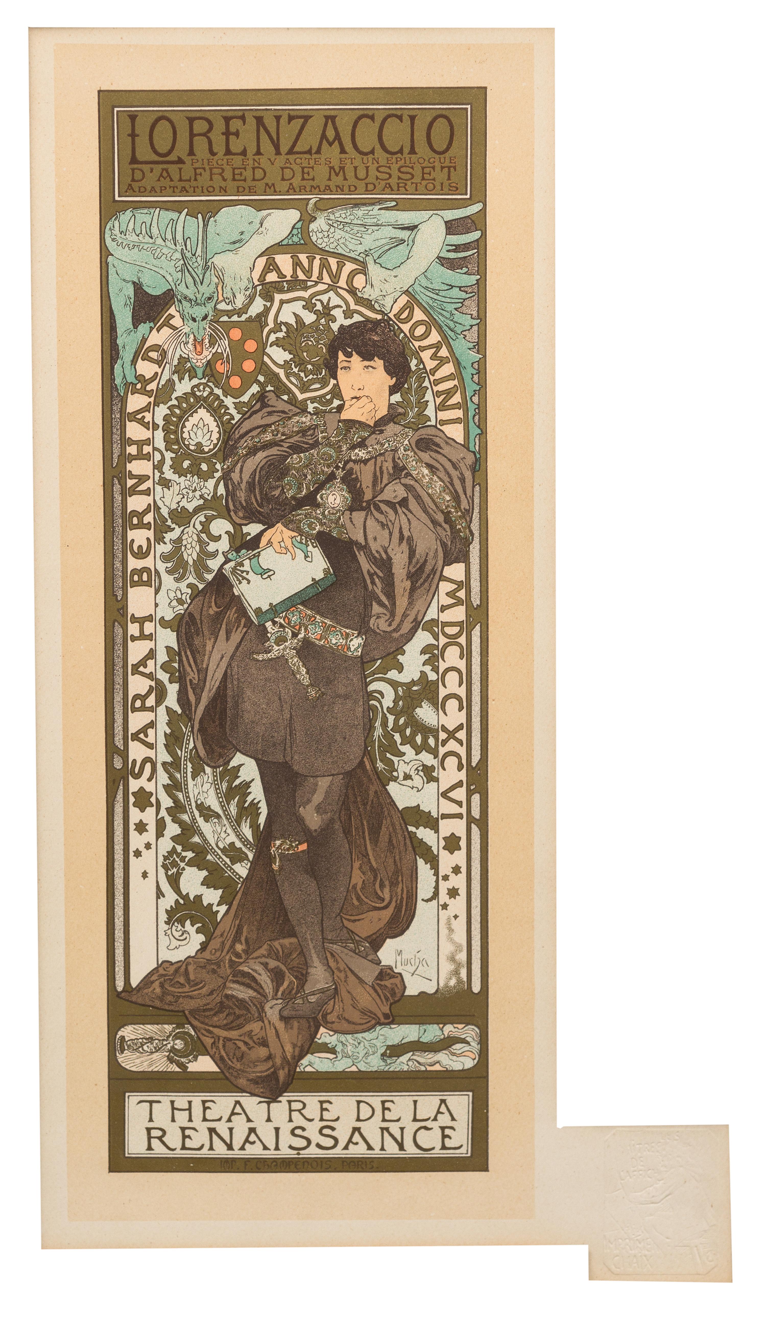 Alphonse Mucha, (Czech, 1860-1939), Lorenzaccio (pl. 114 from Les Maitres de l'Affiche,) c. 1895
