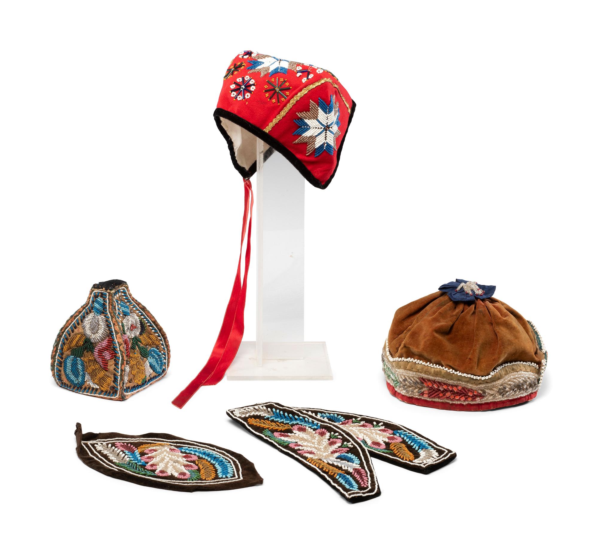Northeastern Beaded Caps and Container