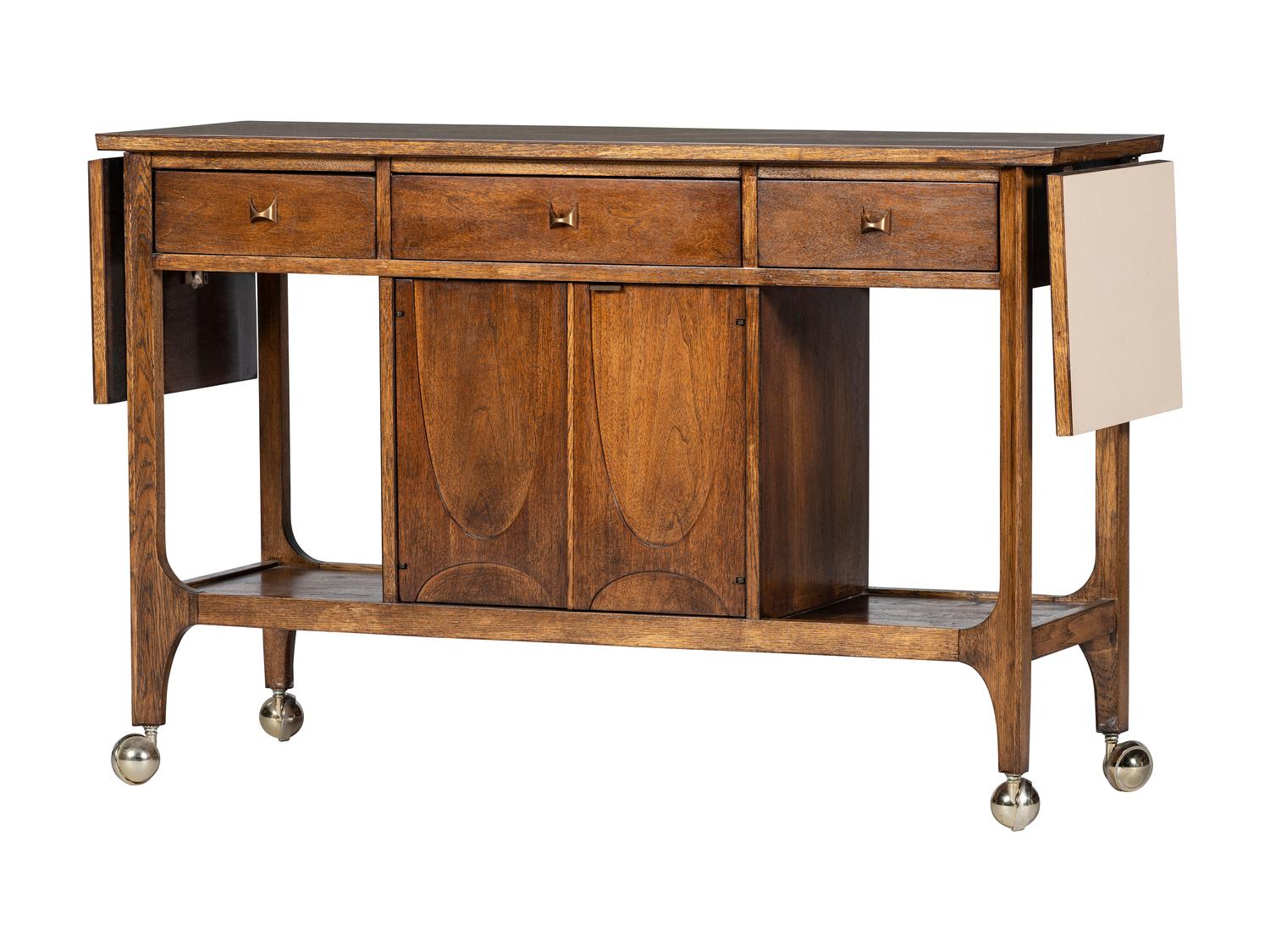 A Broyhill Brasilia Walnut Bar Cart