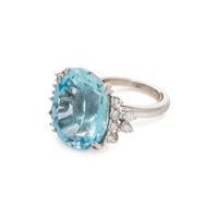 AQUAMARINE AND DIAMOND RING