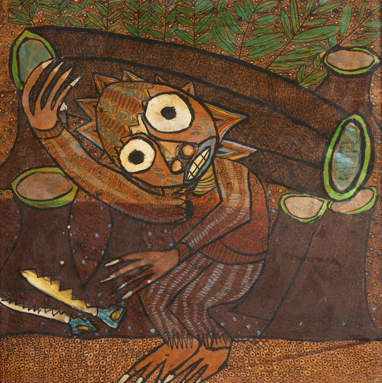 Twins Seven Seven (Nigerian, 1944-2011) — Symbolic of myself with my heavy Problems