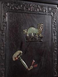 A Chinese Jade and Hardstone Inset Hardwood Compound Cabinet, Dingxianggui